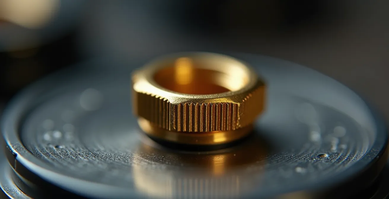 Vue macro détaillée d'une monture d'objectif reflex avec éléments de connexion dorés